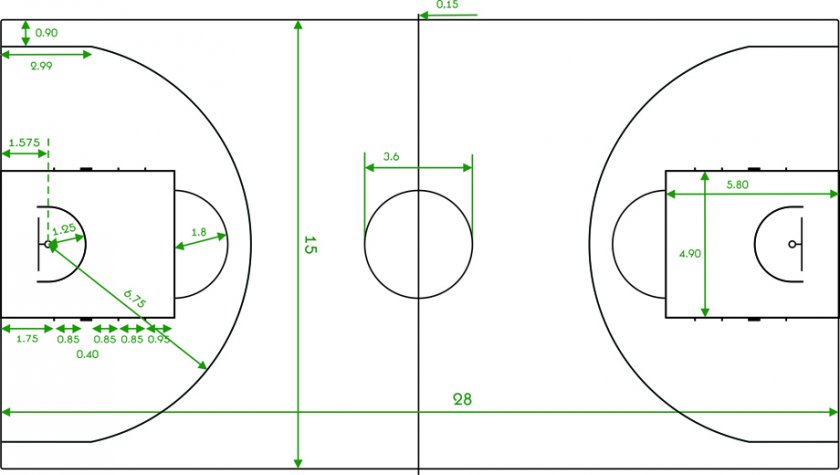 Баскетбольное кольцо размеры стандарты чертежи